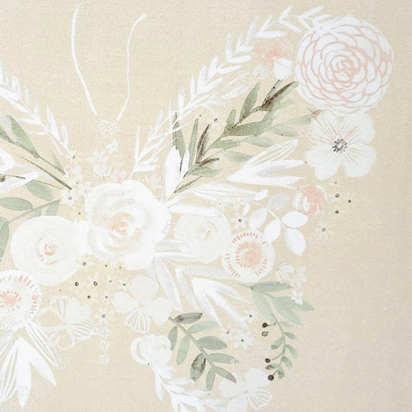 NWT Ivory & White Floral Butterfly Canvas Print Wall Art- 11 x 14 - Picture 2 of 4